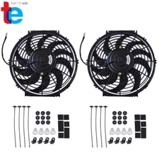 2x 12" inch Universal Slim Fan Push Pull Electric Radiator Cooling 12V Mount Kit