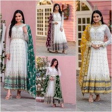 New Indian Exclusive Faux Georgette Gown With Bottom And Dupatta For Women Dress