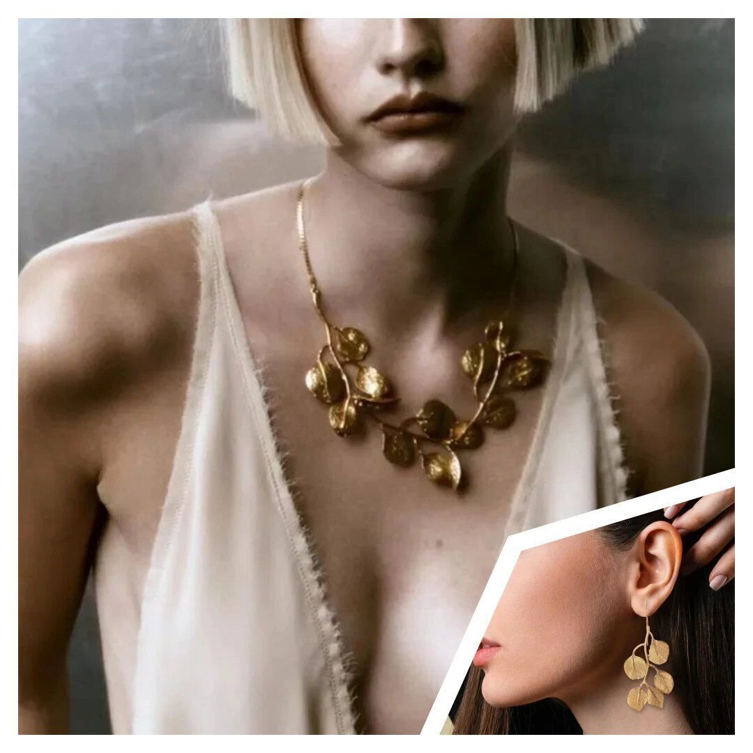 Gold silver collar leaf design Zara Dup collar choker statement