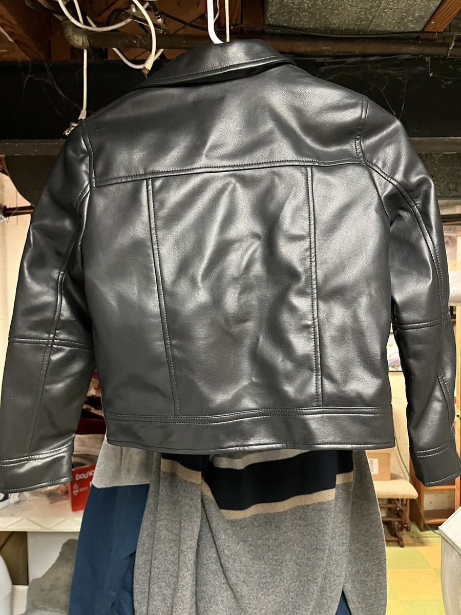 Zara Kids Black Faux Leather Biker Jacket Girls size 9 | eBay