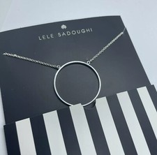 NEW Lele Sadoughi - Silver Necklace with Circle Pendant   Unopened AUTHNTC