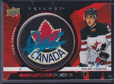DYLAN COZENS - 2023 Upper Deck Trilogy Signature Pucks #TCSP-DC, /3