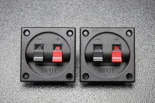 (2) SQUARE JACK TERMINAL CUP SCREW SPEAKER SUBWOOFER BOX SPRING LOADED TCSS