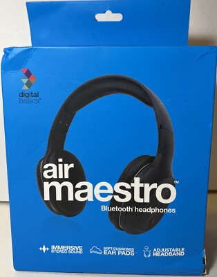 Digital Basics Air Maestro Bluetooth Headphones Cool Gray NEW
