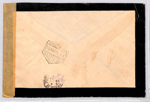 SPAIN Air Mail Mourning 1937 Cover Madrid *SPANISH CIVIL WAR* CENSOR Paris YG183 - Picture 3 of 10