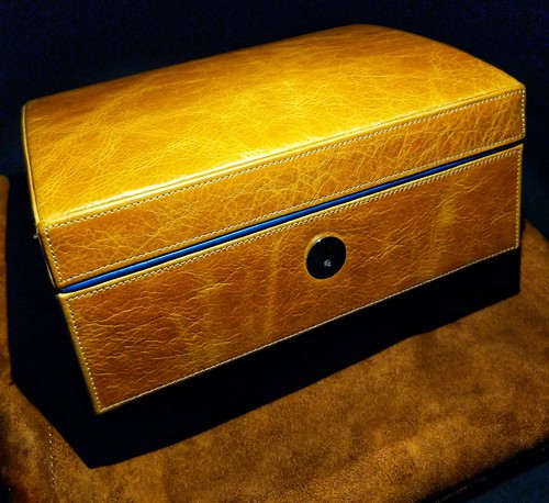 Brizard and Co Camel and Blue  Color Leather Humidor 12-20 count NIB in USA - Bild 7 von 12