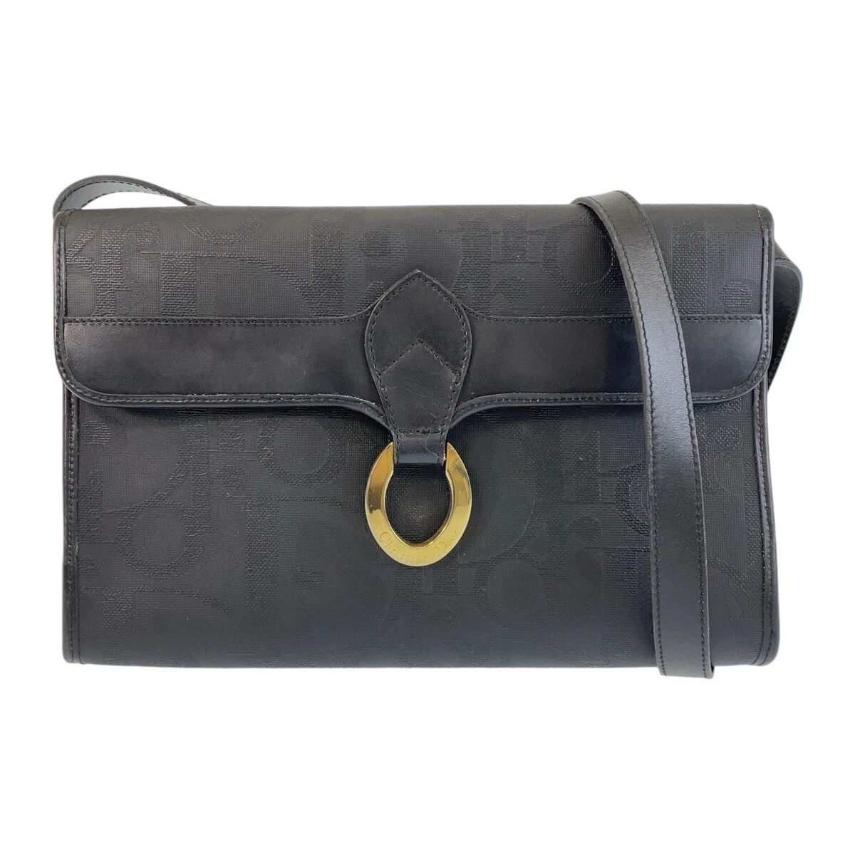 Christian Dior vintage trotteur diagonale sac à bandoulière sac messager noir PVC