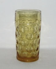 Hazel Atlas Glass AMERICANA Thumbprint Amber Flat Iced Tea Tumbler