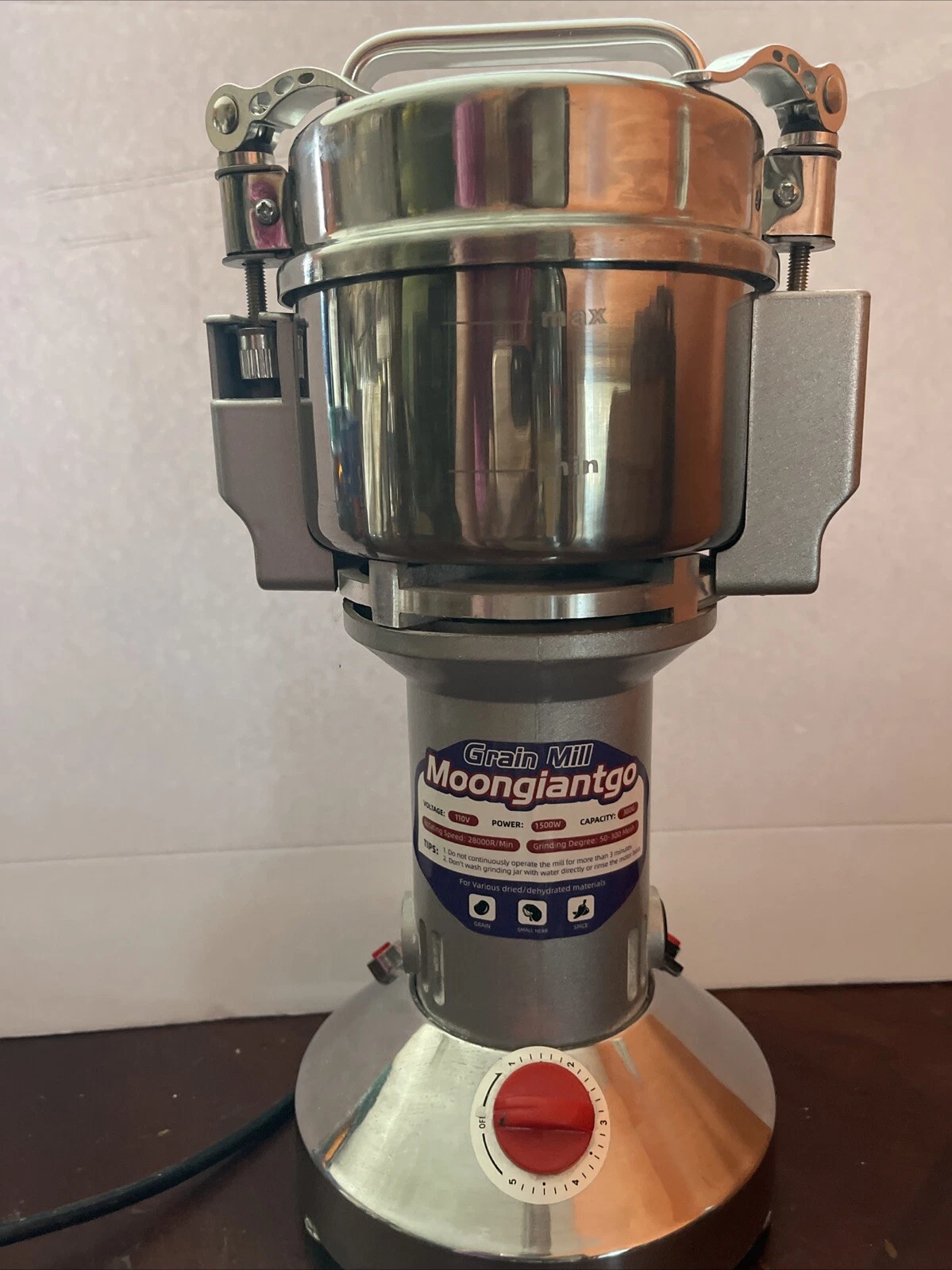 Moongiantgo Electric Grain Mill Grinder 300g Commercial Spice Grinder 1500W