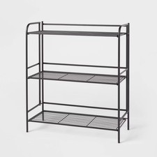 Folding 3 Wide Shelves Black - Brightroom