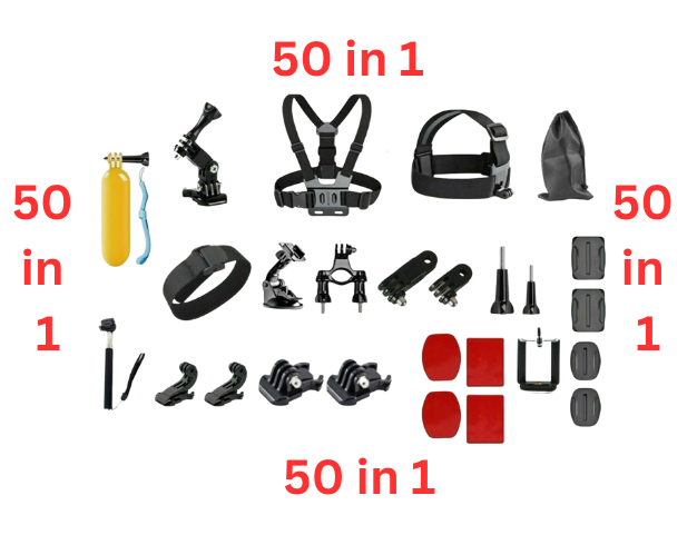 GoPro HERO Black Action Camera Accessories Go Pro Hero12, 11, 10, (50  in 1)