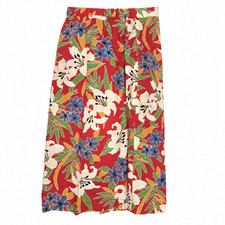 NWT VTG 90s Chaus 8 Crinkle Cotton Floral Wrap Tie Midi Skirt Floral Boho Retro
