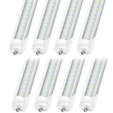 8 Pack T8 8FT LED Tube Light Bulbs 72W 6500K Single Pin FA8 V-shaped Shop Light