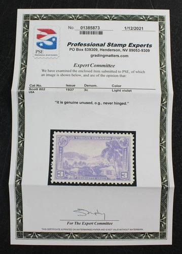 CKStamps: US Stamps Collection Scott#802 Mint NH OG PSE Cert