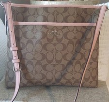 Coach Large Signature Rowan Crossbody in Tan Pink