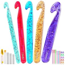 Large Crochet Hooks 12mm-25mm Transparent Crystal Knitting Crochet Needles
