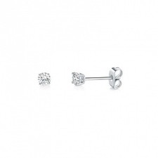3 mm Clear Cubic Zirconia Silver Tone 304 Stainless Steel Pierced Stud Earrings