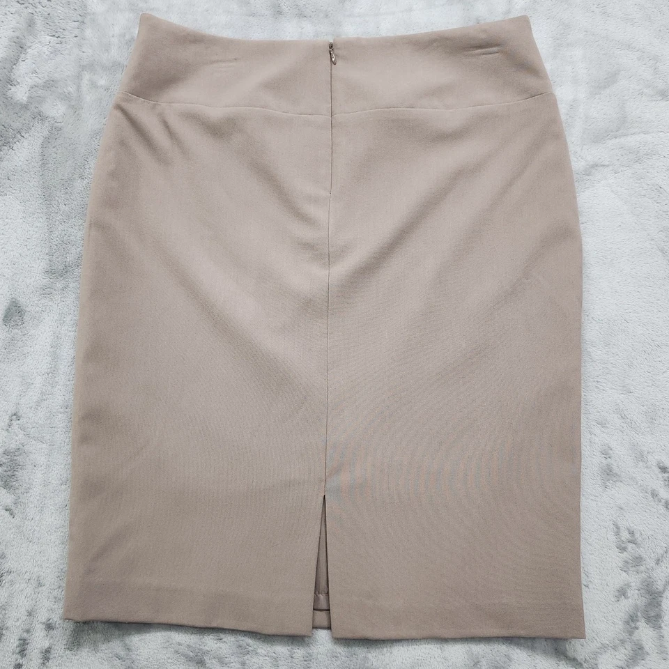 Alfani Skirt Size 6 Tan Pencil Straight Cut Stretch Back Slit Office Career  - Image 2 of 4