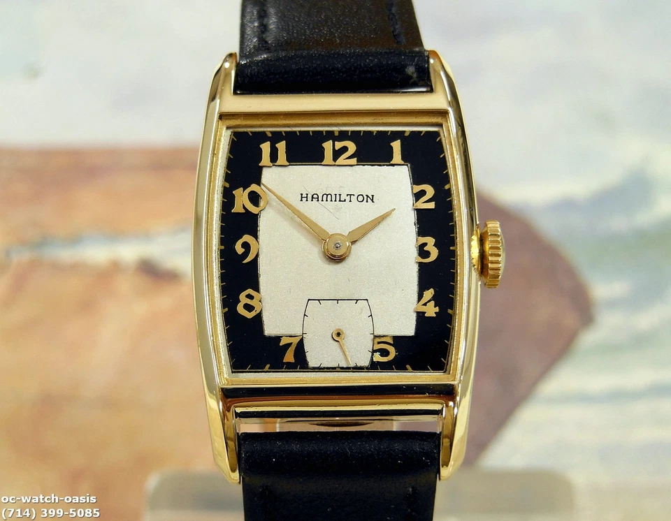 Hamilton Austin 1951 vintage, impresionante esfera plateada negra, reparado y garantía Foto 2 de 4