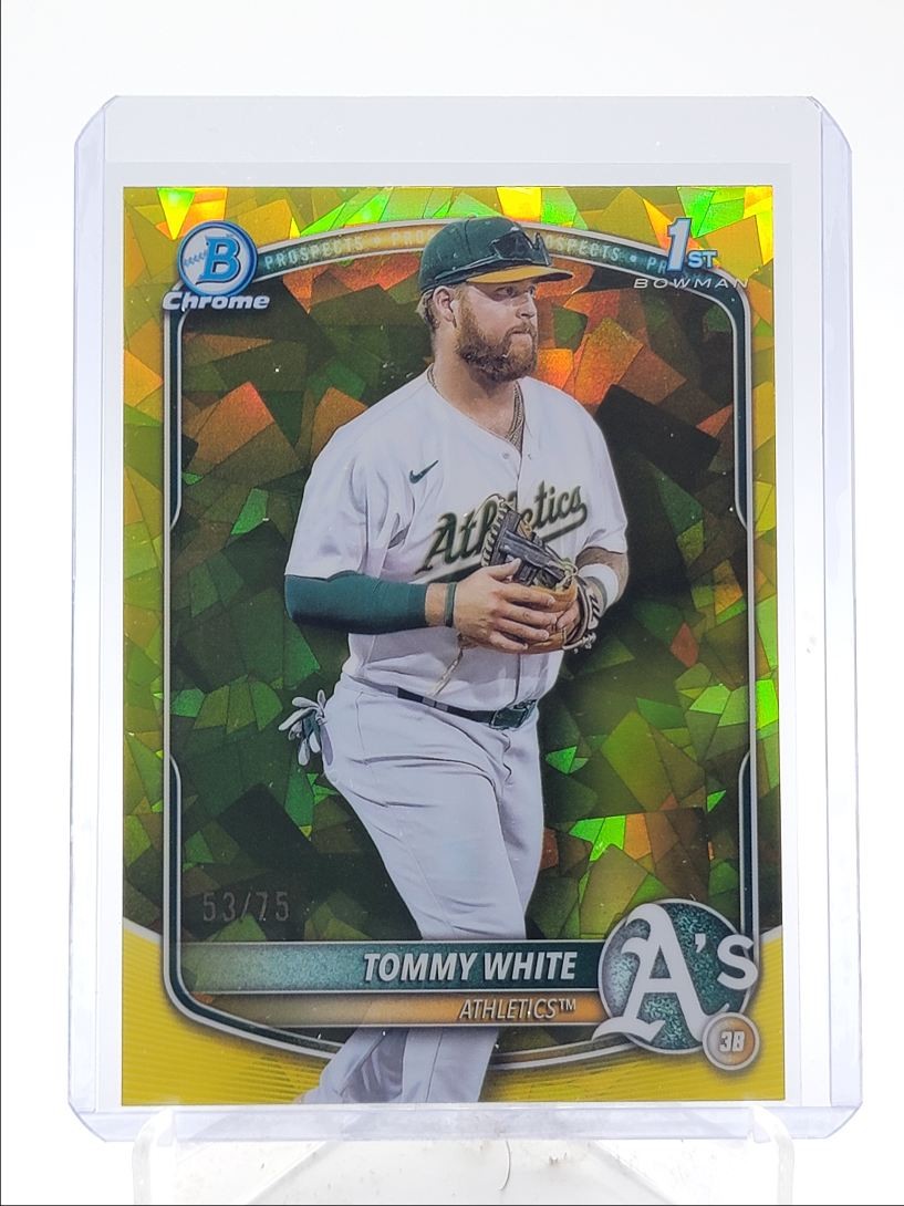 TOMMY WHITE 2025 BOWMAN CHROME 1ST SAPPHIRE YELLOW REFRACTOR C /75 Q4450