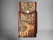 7  CHRISTIAN COWBOY WESTERN LEATHER POUCH BELT LOOP PHONE HOLSTER CASE FUNDA CEL