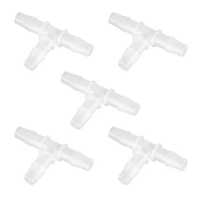 Quickun 3/8'' Hose Barb T Shaped Tee Type 3 Way Equal Barbed Fitting Plastic Join