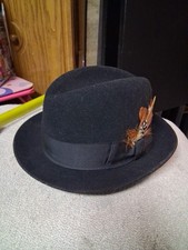 Vintage Dobbs Center Dent Fedora Black Sz 7 1/8