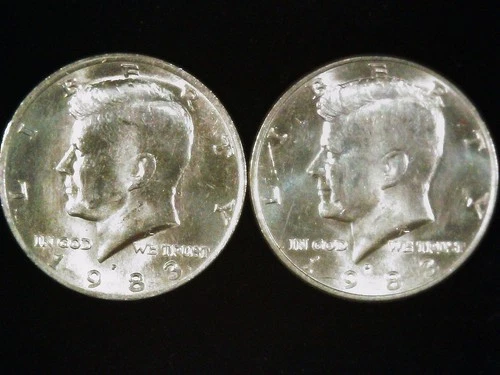 1983-P and D Kennedy Half Dollars (2 coins) AU++. Free Shipping!