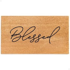 Door Mat - Welcome Mat for Front Door with Non-Slip Backing - Durable Blessed