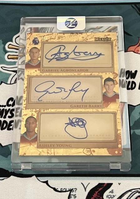 Topps Merlin PL  2025/26 Aston Villa Triple Auto Barry,Young,Agbonlahor 1/1