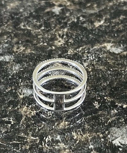 QVC Affinity Katrina Szish J400647 Sterling Silver 3 Row Pave Diamond Ring Sz 9 - Picture 6 of 14