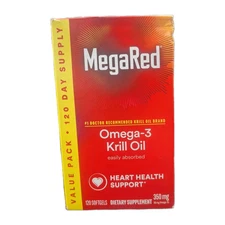 Schiff MegaRed Omega-3 Krill Oil Softgels -120 Count Heart Health Support 2027