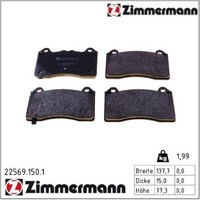 Zimmermann 22569.150.1 Bremsbelagsatz FüR Scheibenbremse Bremsbelagsatz