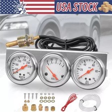 Chrome 2 52mm Mechanical Triple Gauge Set Water Temp Oil Pressure Volt Meter Chrome 2 52mm Mechanical Triple Gauge Set Water Temp Oil Pressure Volt Meter