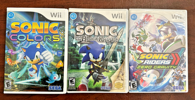 Sonic Wii Game Bundle 3 Colors Black Knight Riders Tested CIB