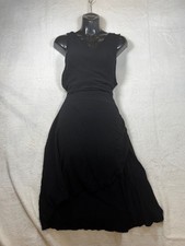 Turquoise Couture Wrap Dress Womens Size XL Black Crepe Goth Knee Length