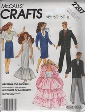VINTAGE HTF!!! 2207 MCCALL'S CRAFTS WARDROBE FOR 11 1/2" DOLLS 6 OUTFITS