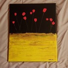 Original Signed Abstract Acrylic Canvas Painting by Tallarida, Floral Artwork