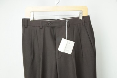 Zanella Giorgio Solid Dark Brown Flannel 100% Wool Dress Pant 46R EU BRAND NEW