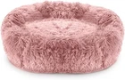Anti Anxiety Donut Dog Bed Calming Washable Pet Bed Plush Soft Pug Bed Pink