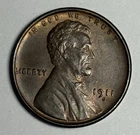 AU+ 1911-S Lincoln Wheat Cent, Brown w/ Some Red U.S. Better Date Coin
