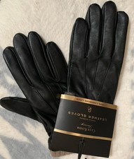 Black Size M Touchscreen Genuine Leather Cashmere Gloves