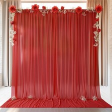 10x10 FT Red Backdrop Curtain Drapes Sheer Chiffon Photo Panels Wedding