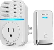 TECKNET Wireless Doorbell, Plug-through Door Bell, IP66 Waterproof Doorbells, 13