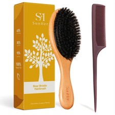 Boar Bristle Hair Brush - 100 Soft Boar Bristle Brush for Women Men Kids Restor
