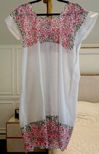 Vintage Embroidered Cotton Tunic Dress Oaxaca Inspired Boho M