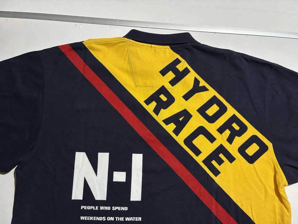 Винтажный Nautica Hydro гонки N-1 97 Polo XXL темно-желтый красный Y2K парусный спорт новый из старых запасов ярлыки - Изображение 4 из 4
