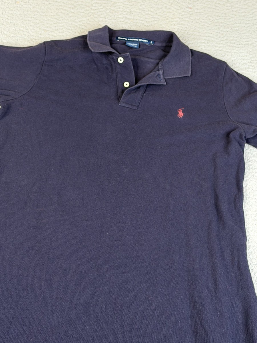 Ralph Lauren Sport Polo Shirt Dress Womens L Navy Blue Cotton Short Sleeve Pony View 2