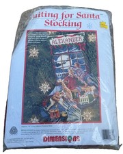 Dimensions 9084 WAITING FOR SANTA Needlepoint Kit Christmas Stocking Kit NEW