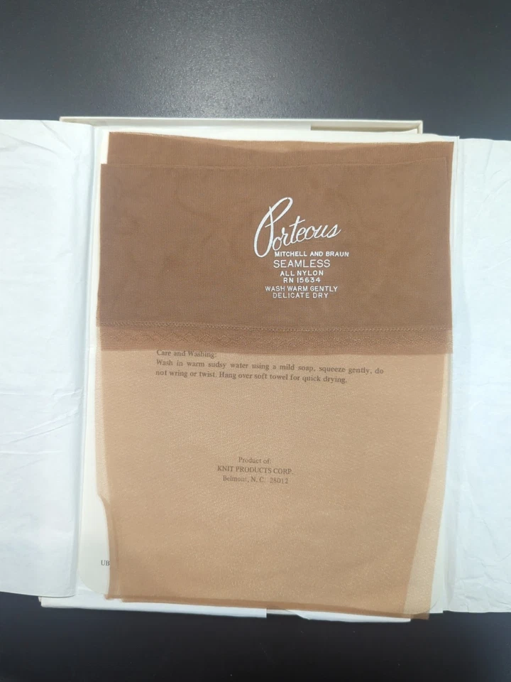 Porteous Mitchell&Braun Seamless Mesh Vintage Stockings - Spicy Beige 10 3 Pack - Image 3 of 3